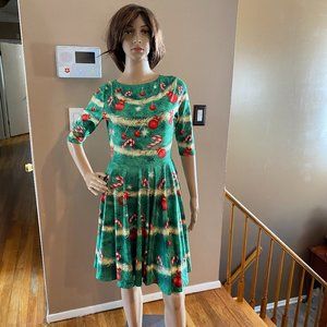 Christmas Tree Holiday Short Sleeve Dress Size S/M